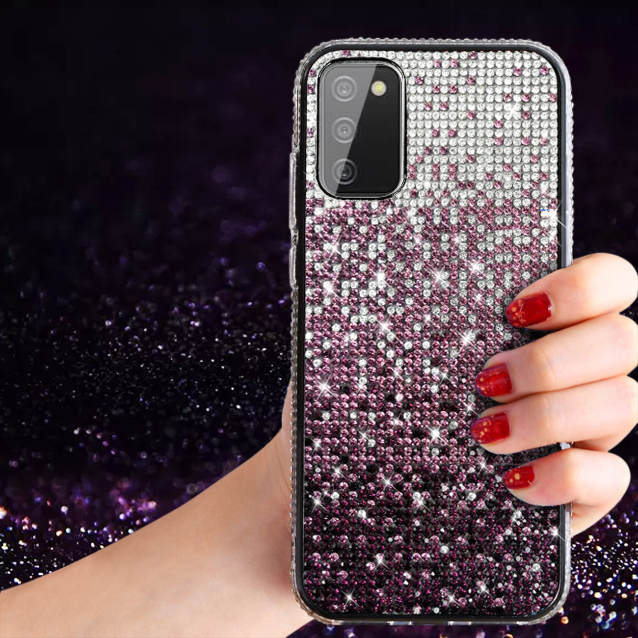 Reiko Design Diamond Case For GALAXY A02S In Purple